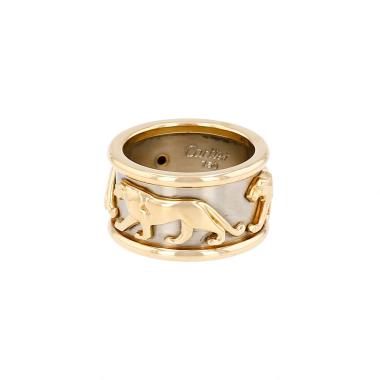 Bague bandeau Mahango années 90 Cartier  en or blanc et or jaune