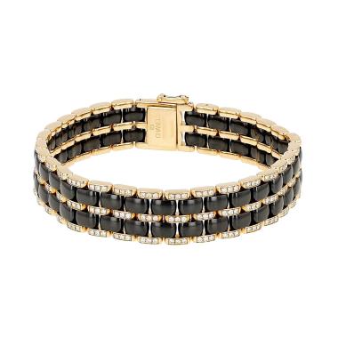 Pulsera flexible Chanel Ultra, modelo mediano, en oro amarillo, cerámica negra y diamantes