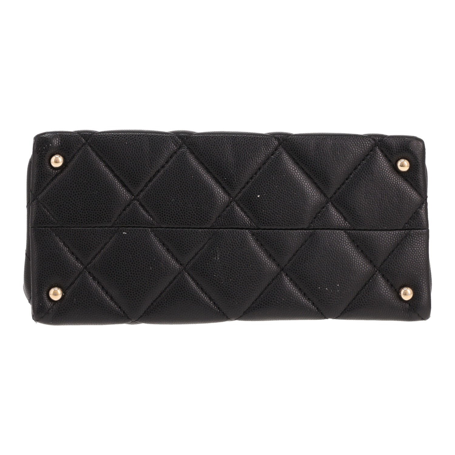 Bolso de mano de Chanel  Bolso con solapa de piel granulada acolchada negra - Detail D1