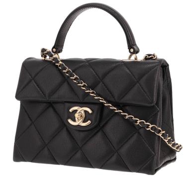 Borsa Chanel  Borsa con patta in pelle martellata nera trapuntata