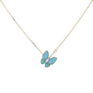 Van Cleef Arpels ‘Deux Papillons’ necklace in yellow gold, turquoise and diamonds