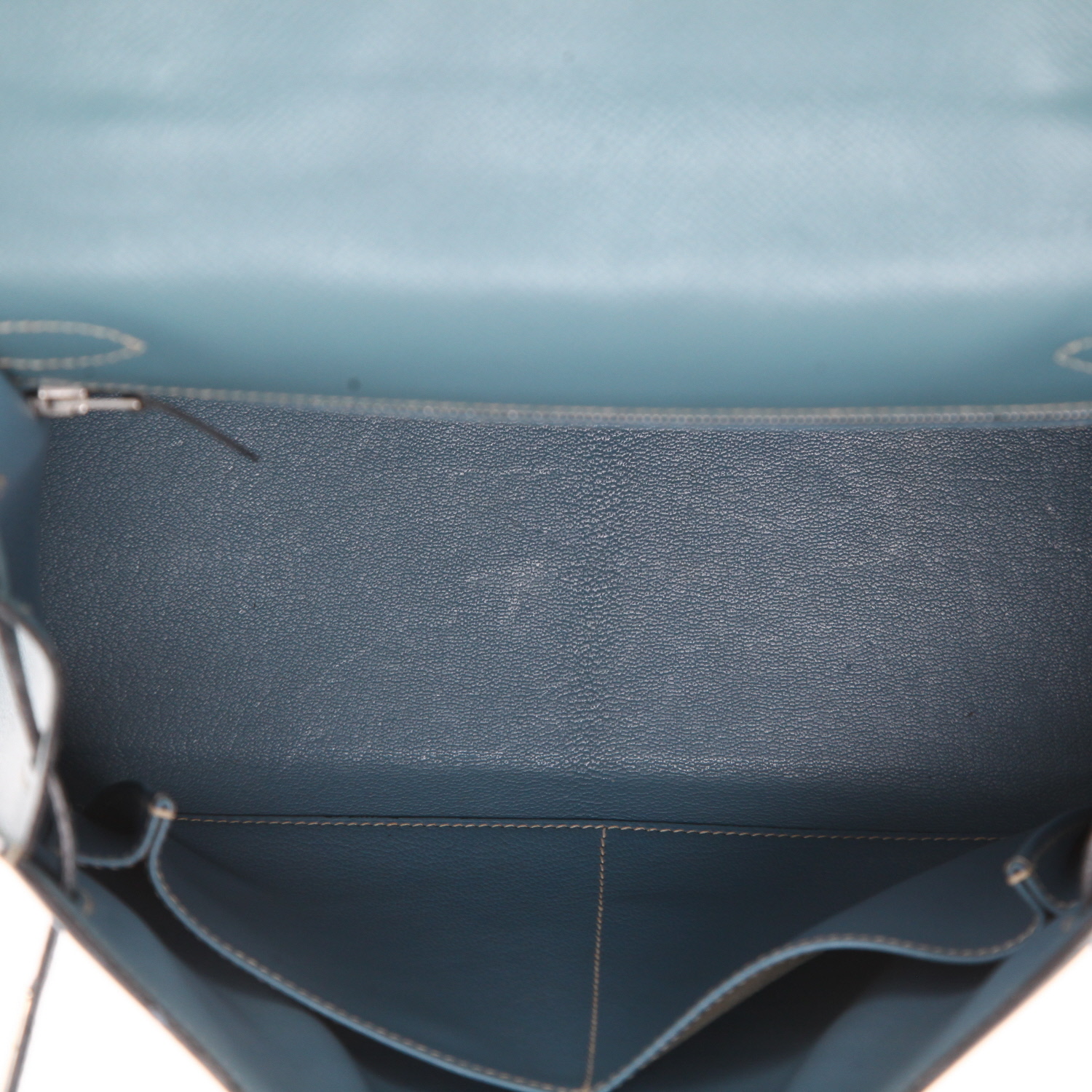 Borsa Hermès Kelly da 28 cm in pelle Courchevel Bleu Jean - Detail D3
