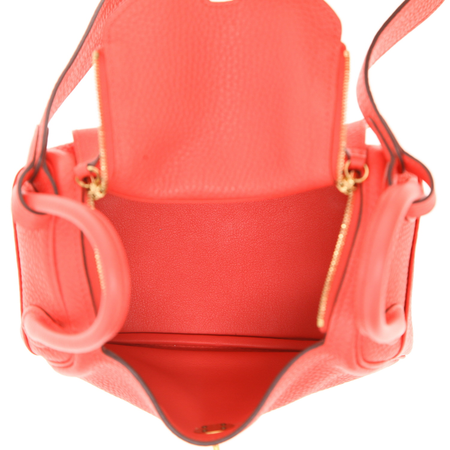 Hermès Lindy Mini handbag in rose-Texas Togo leather - Detail D3