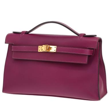 Bolso de mano Hermès Kelly - Bolso de mano de piel Swift en color violeta Anemone