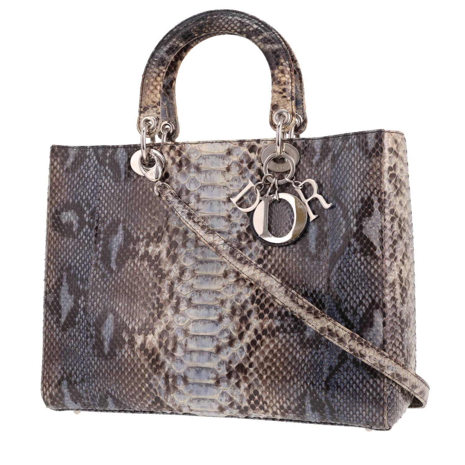 Sac Dior Lady Dior Python Dégradé Bleu Occasion