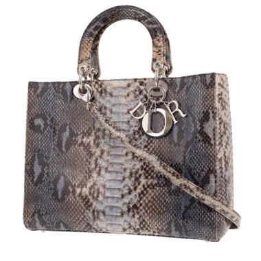 Dior Lady Dior handbag in blue and beige ombre python
