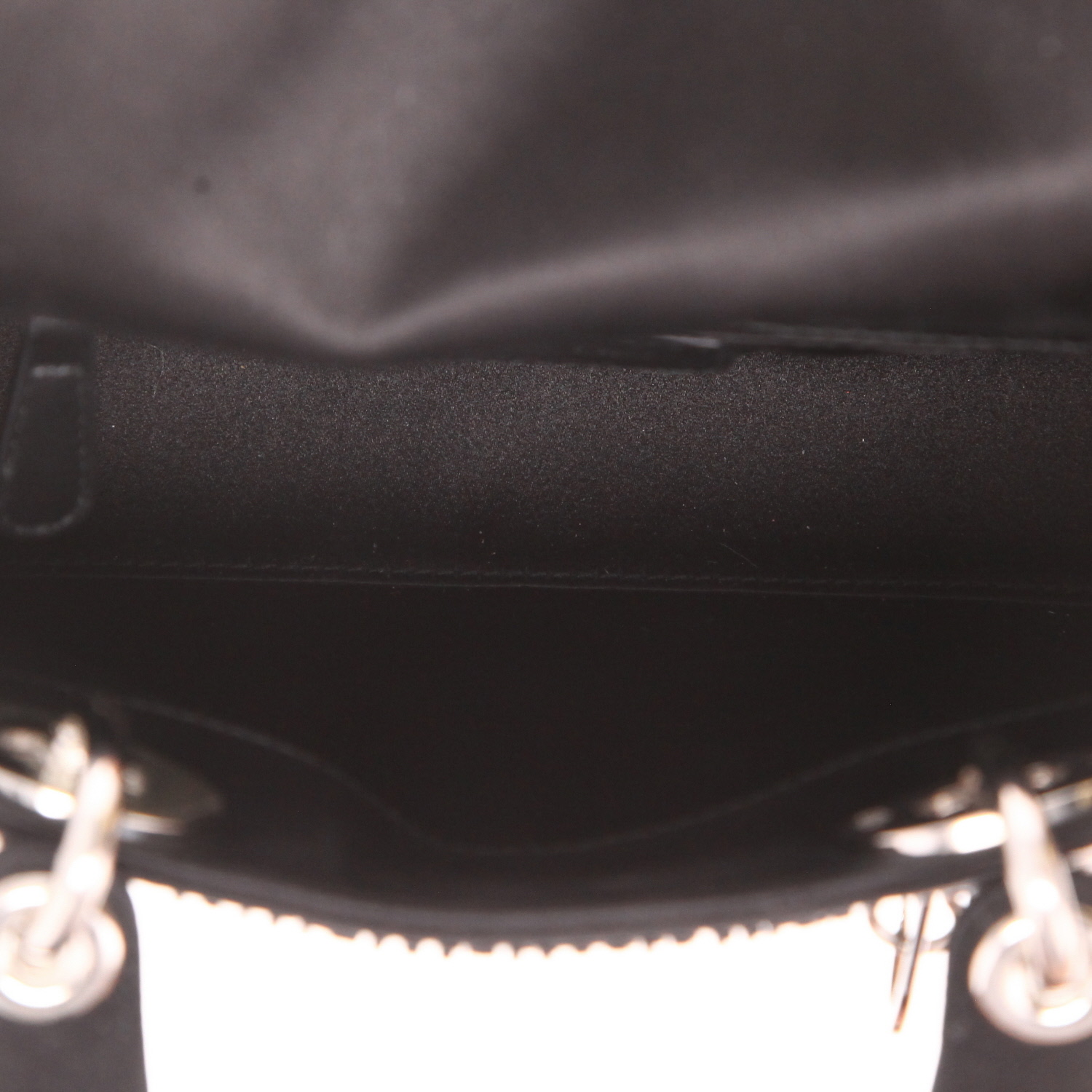 Dior Lady Dior mini handbag in black satin - Detail D3
