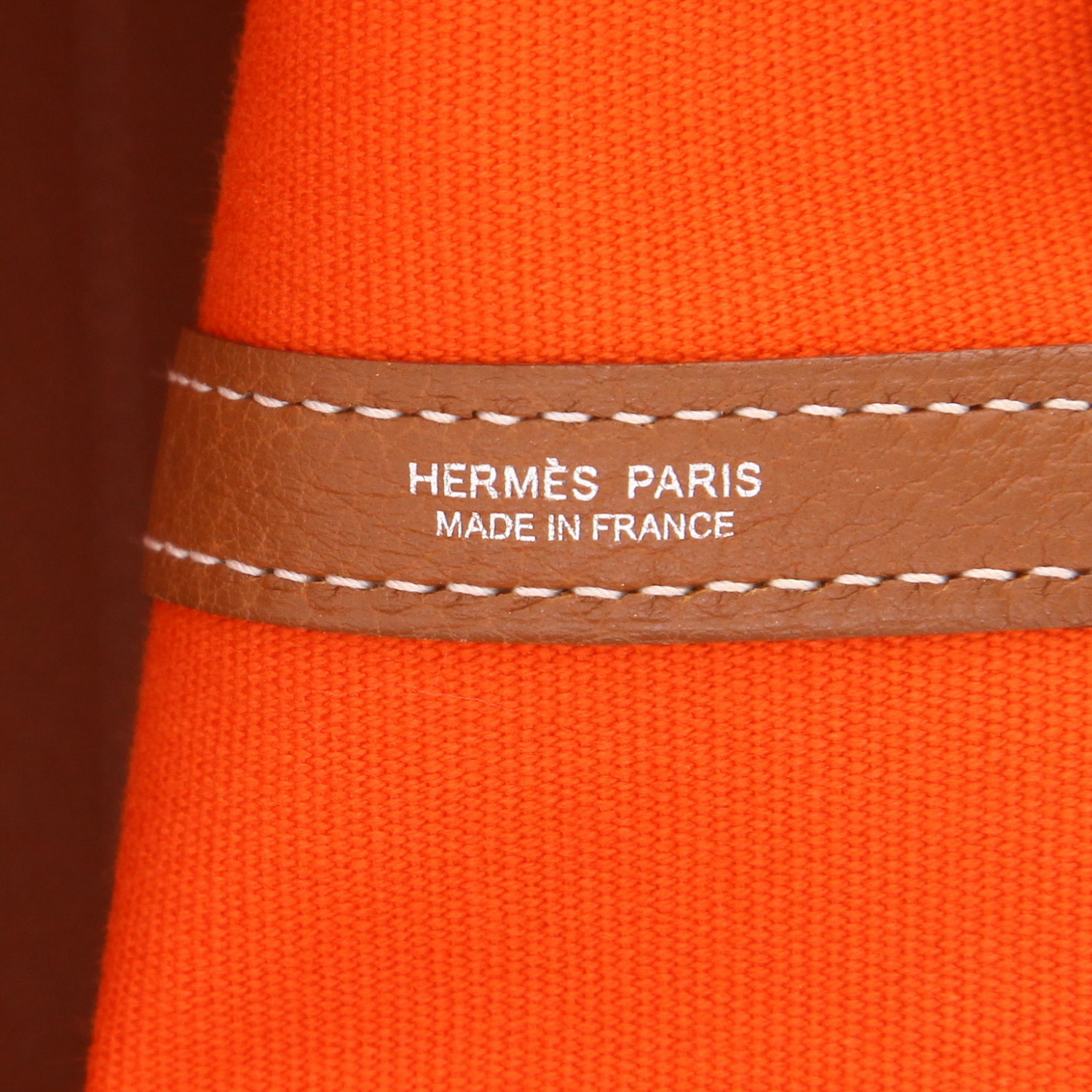 Borsa shopping Hermès “Garden Party” da 36 cm in tela beige, rossa e gold e pelle gold - Detail D2