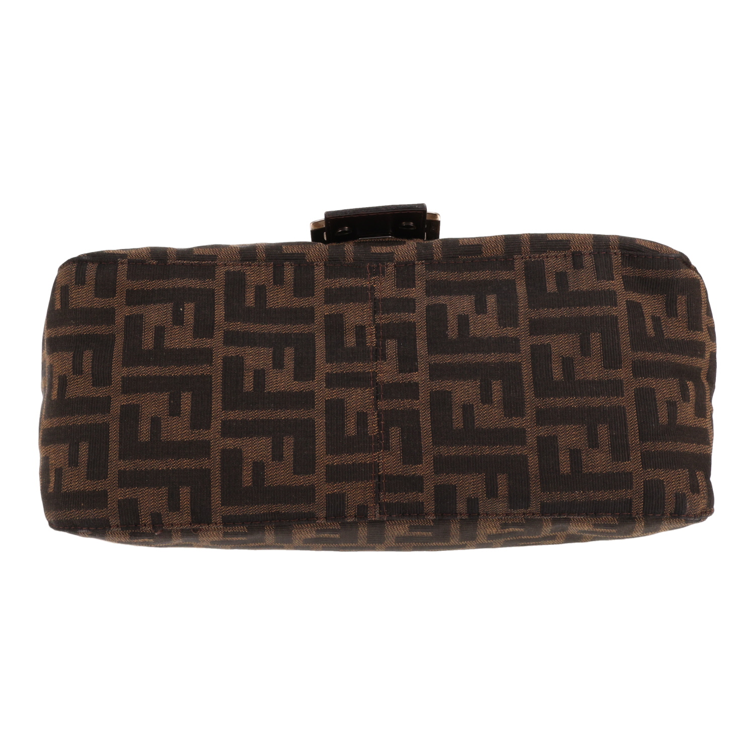 Sac à main Fendi  Mamma Baguette en toile siglée marron et cuir marron - Detail D1