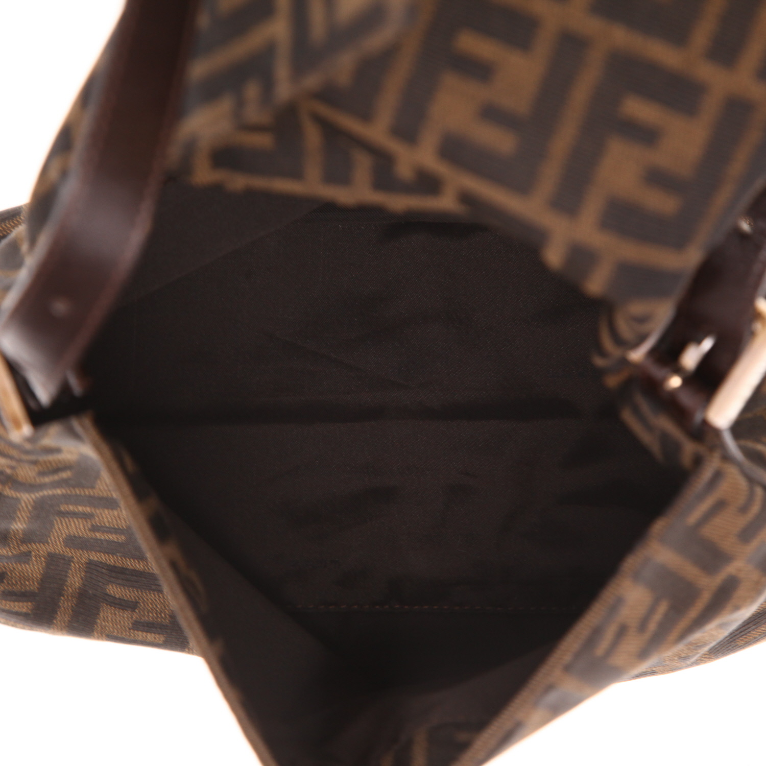 Bolso de mano Fendi «Mamma Baguette» de lona marrón con el logotipo y piel marrón - Detail D3