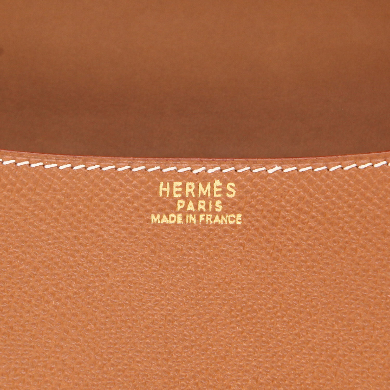 Hermès Constance 24 cm shoulder bag in Courchevel Gold leather - Detail D2