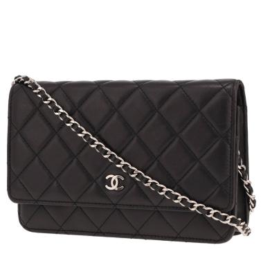 Sac bandoulière Chanel  Wallet on Chain en cuir matelassé noir