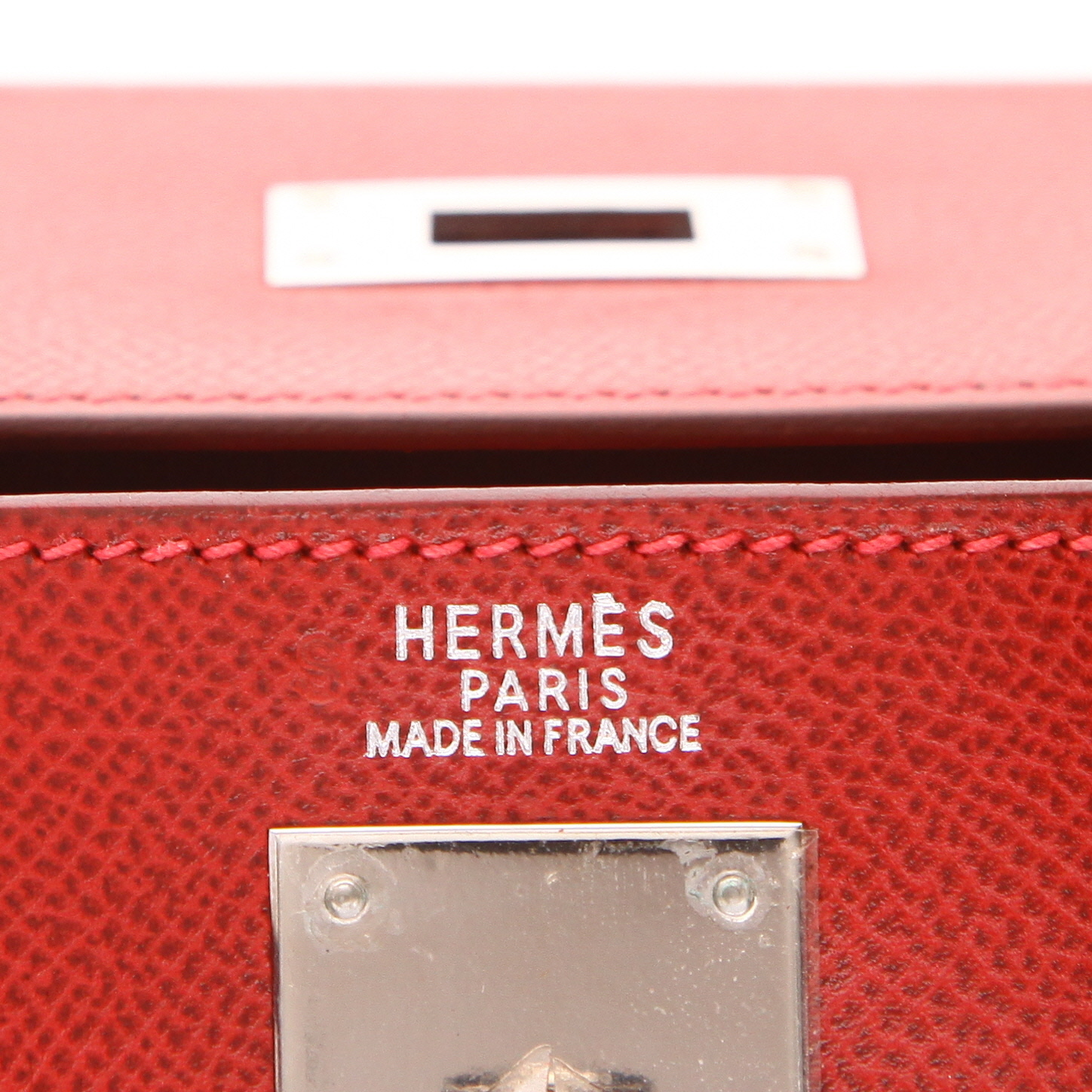 Borsa Hermès Kelly 32 cm in pelle Courchevel Rouge Vif - Detail D2
