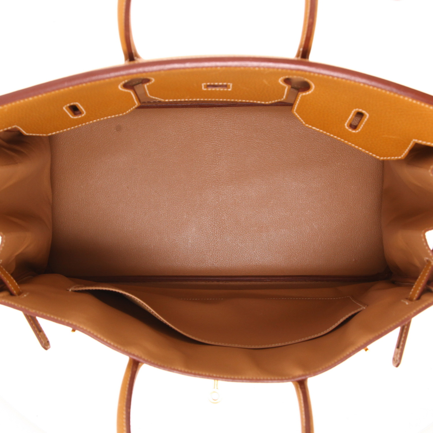 Hermès Birkin 40 cm handbag in Ardenne gold leather - Detail D3