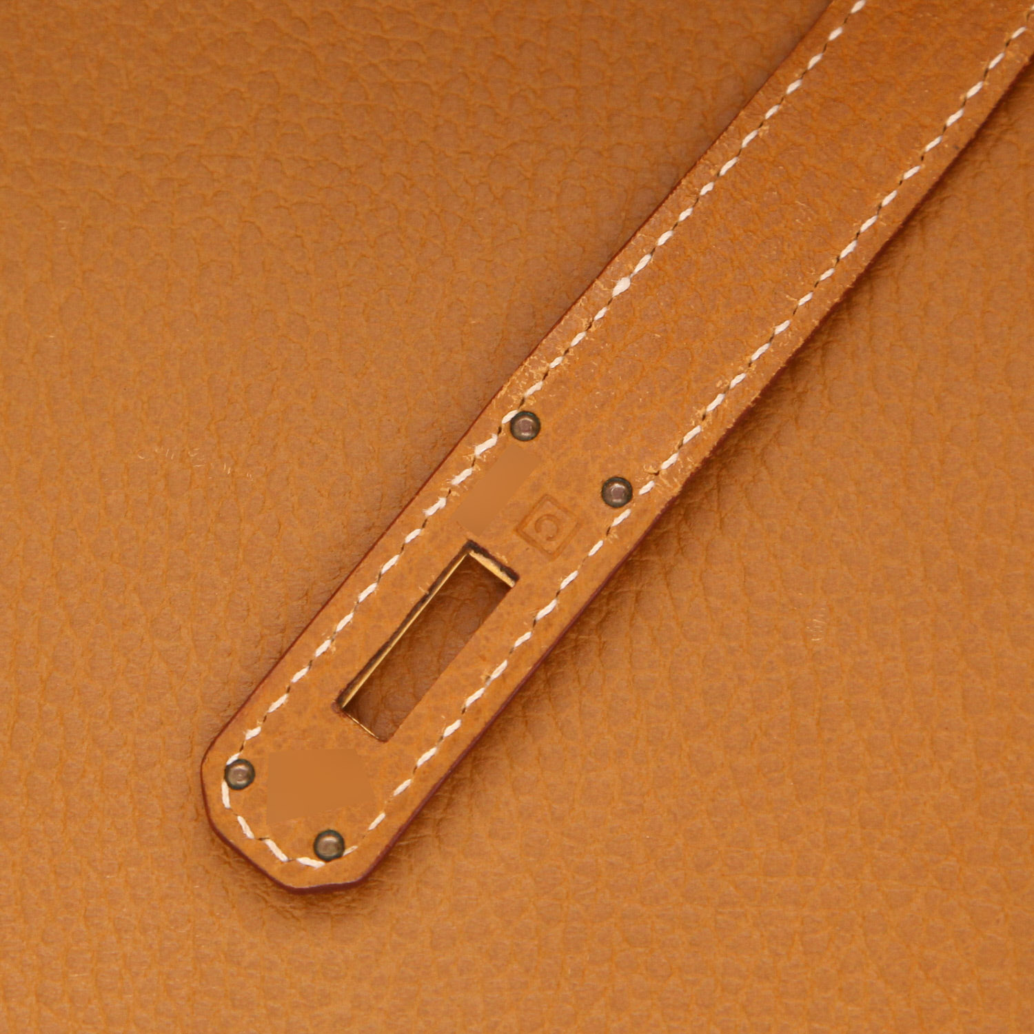 Hermès Birkin 40 cm handbag in Ardenne gold leather - Detail D4