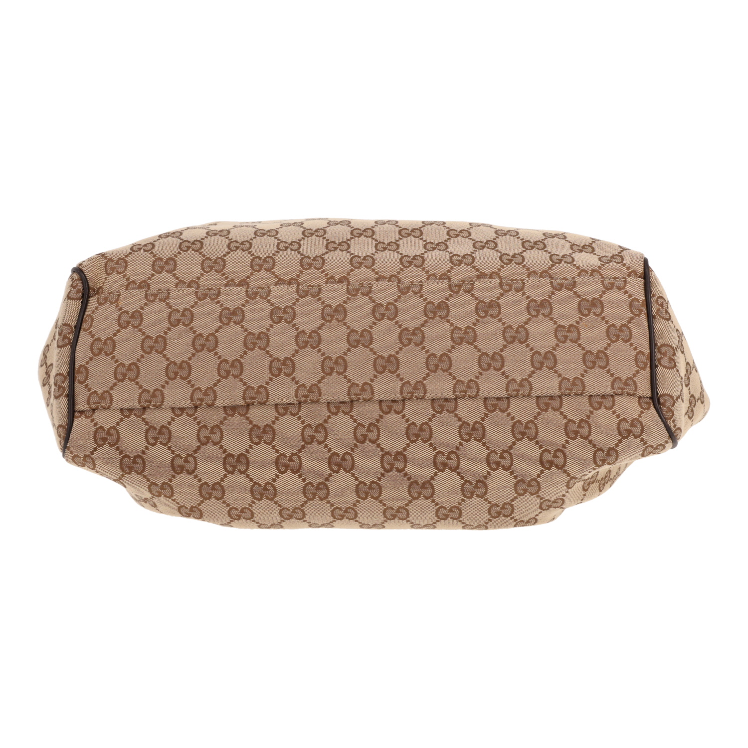 Sac à main Gucci  Sukey en toile beige et cuir marron - Detail D1