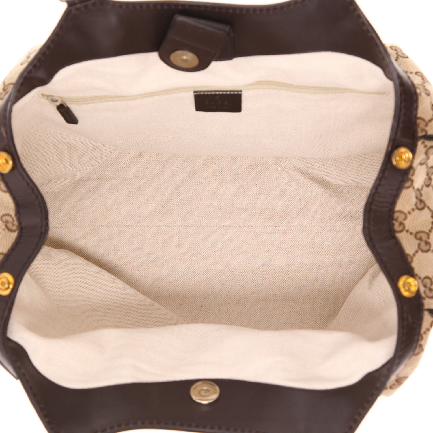 Bolso de mano Gucci «Sukey» de lona beige y piel marrón - Detail D3
