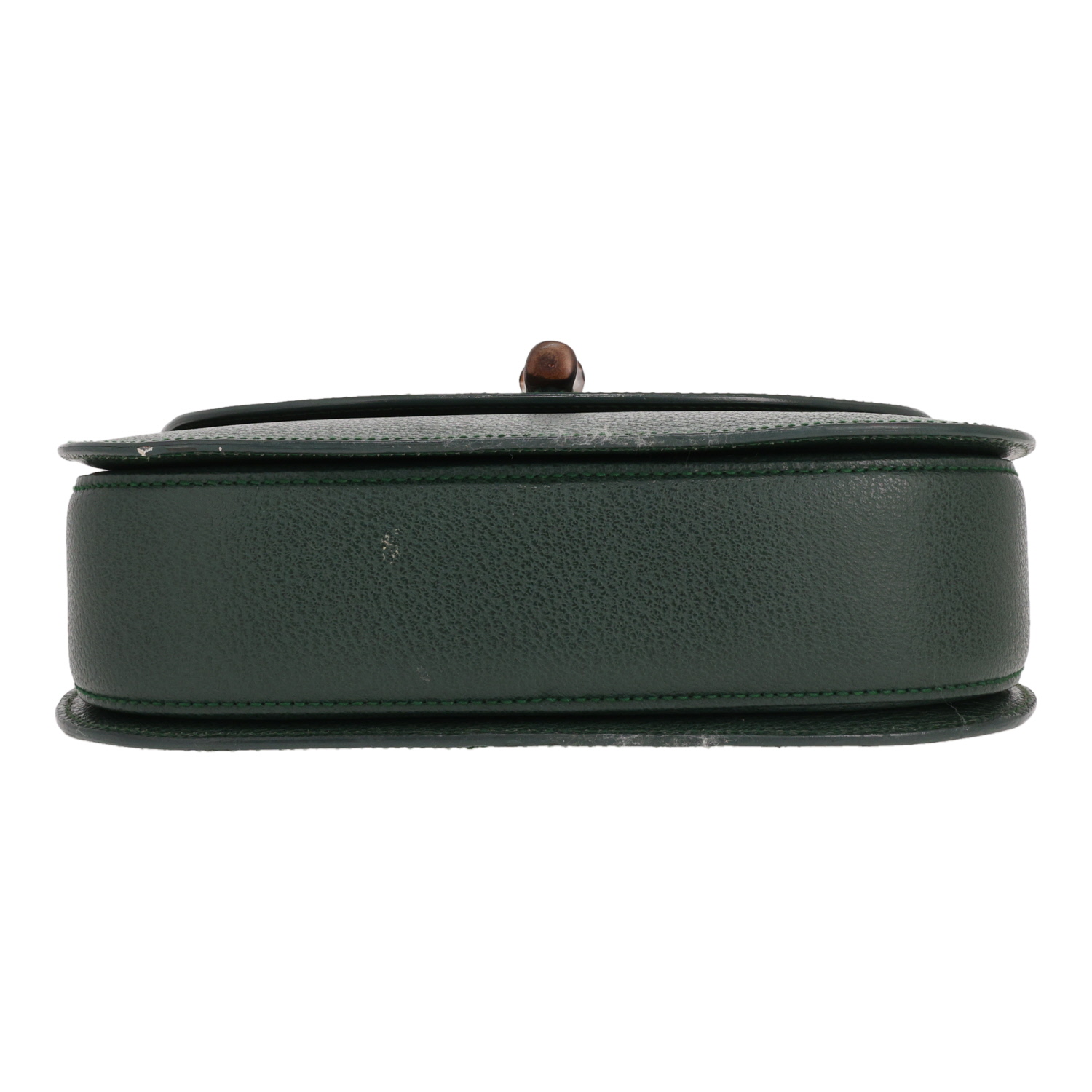 Gucci Bamboo handbag in green grained leather - Detail D1