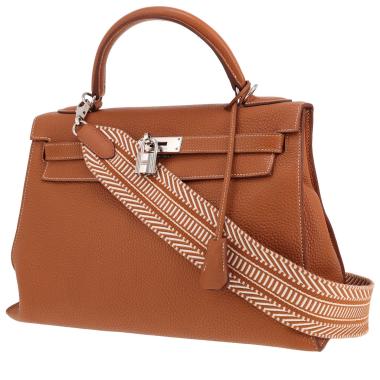 Bolso Hermès Kelly de 32 cm en piel Togo Gold