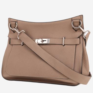 Sac bandoulière Hermès  Jypsiere 34 cm en cuir togo gris-tourterelle