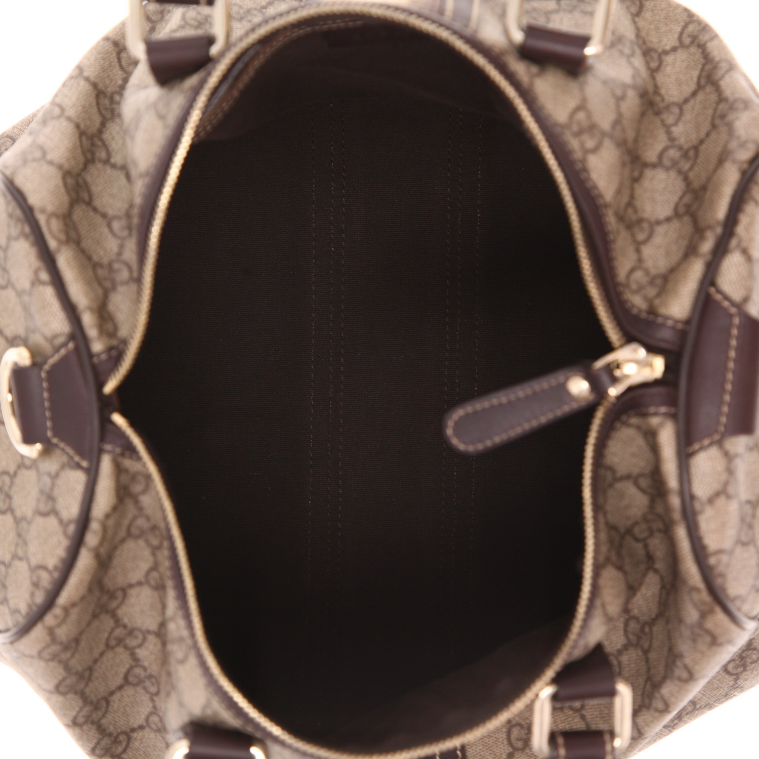 Sac à main Gucci  Gucci Vintage en toile sûpreme GG beige et cuir marron - Detail D3