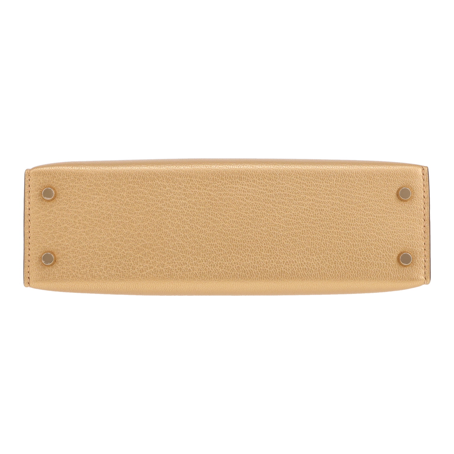 Hermès  Kelly 20 cm shoulder bag  in gold goat - Detail D1