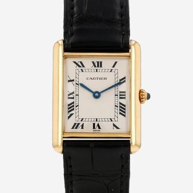 Montre Cartier Tank Louis Cartier petit modèle  en or jaune Ref: Cartier - W1512856  Vers 1990