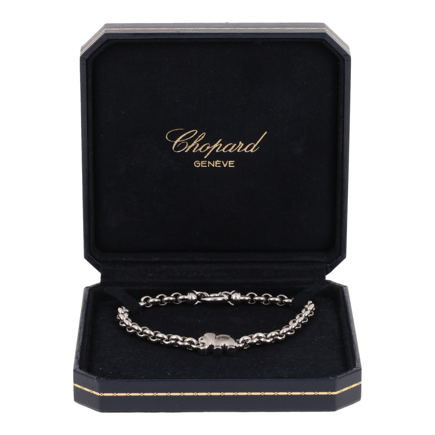 Bracelet Chopard Happy Diamonds en or blanc, saphir et diamant
