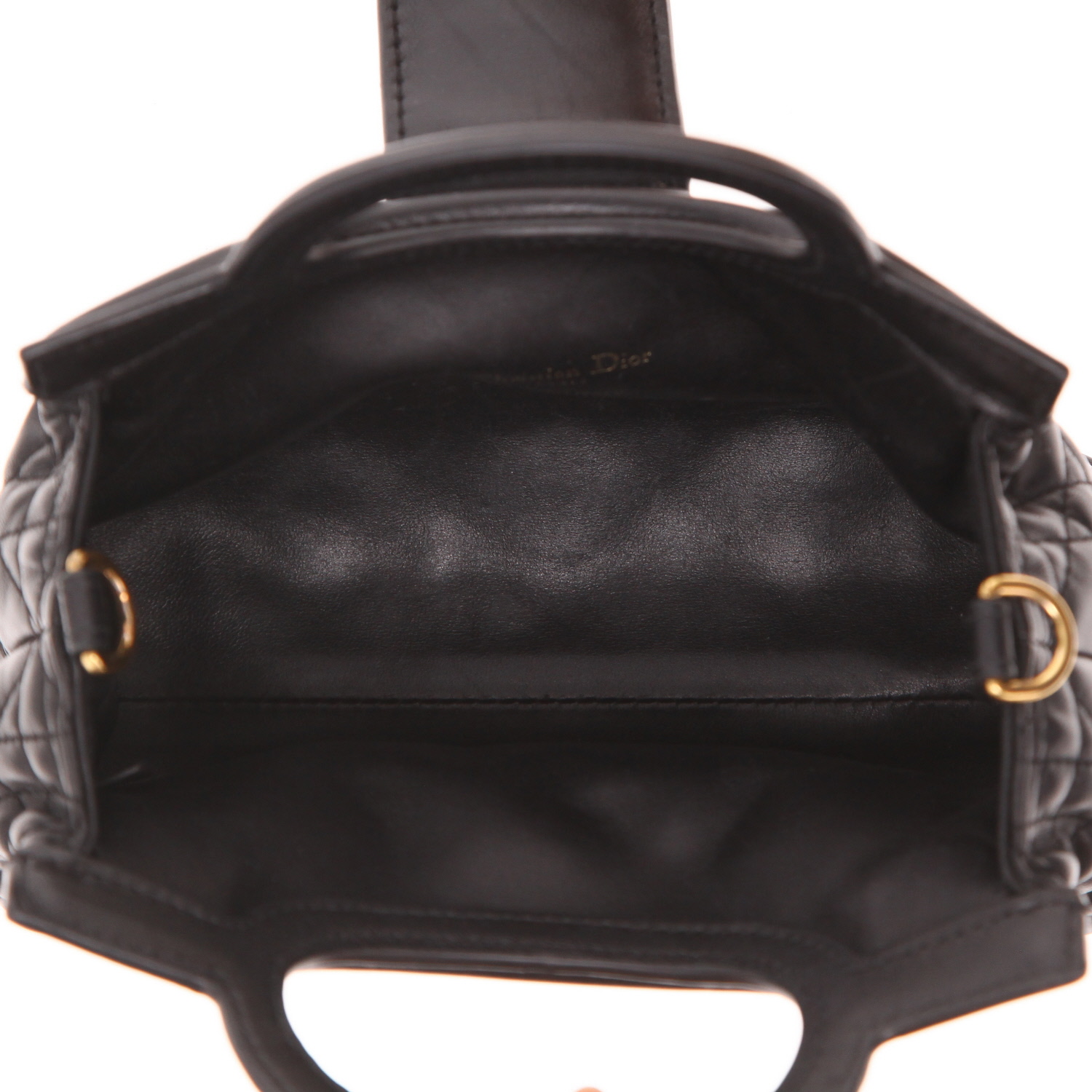 Dior handbag  Dior Jolie Mini Top Handle  in black cannage leather - Detail D3