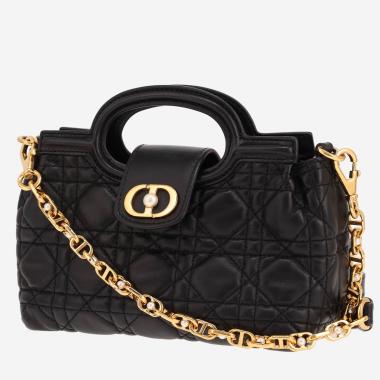 Sac à main Dior  Top Handle Dior Jolie mini  en cuir cannage noir