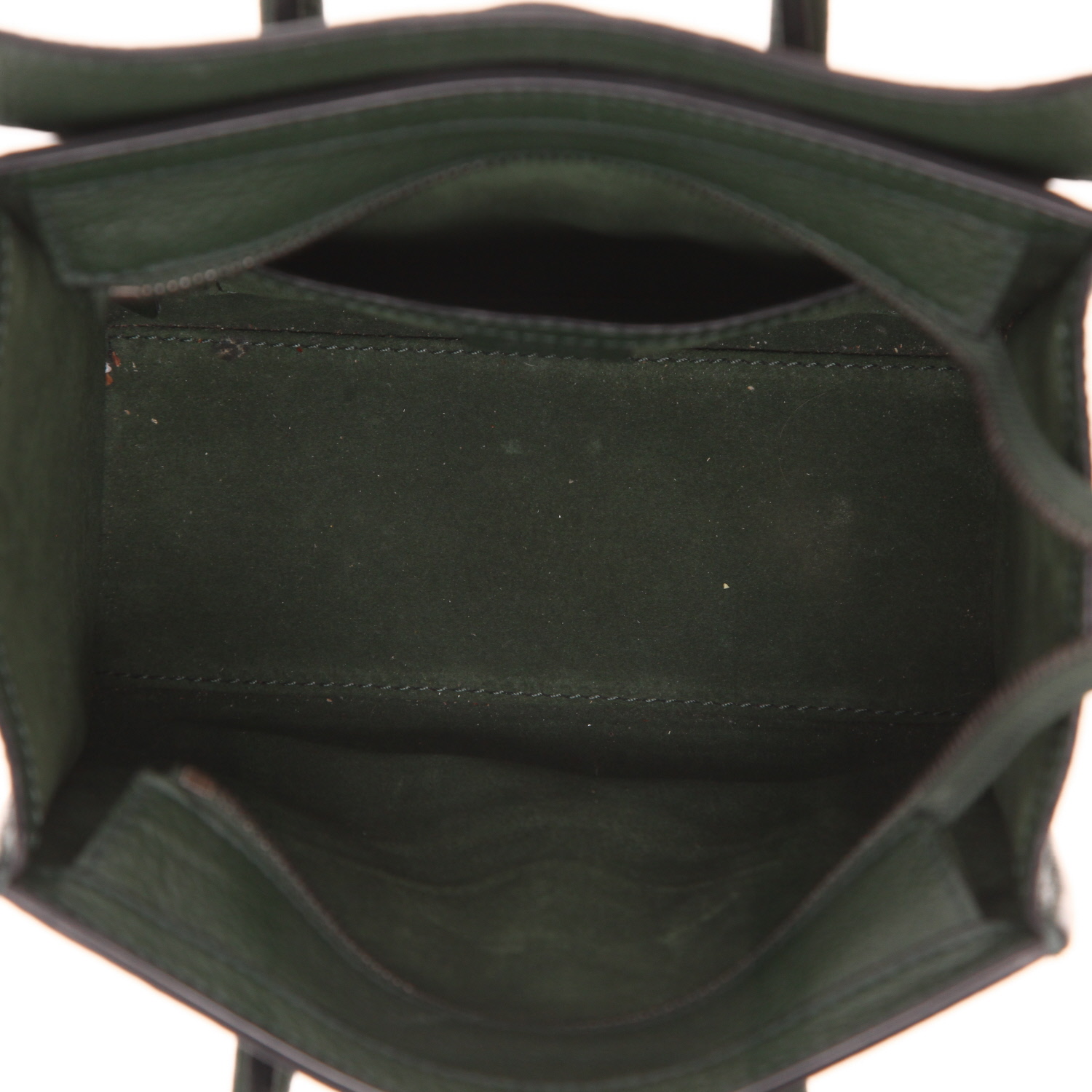 Celine Luggage Nano shoulder bag in green grained leather - Detail D3