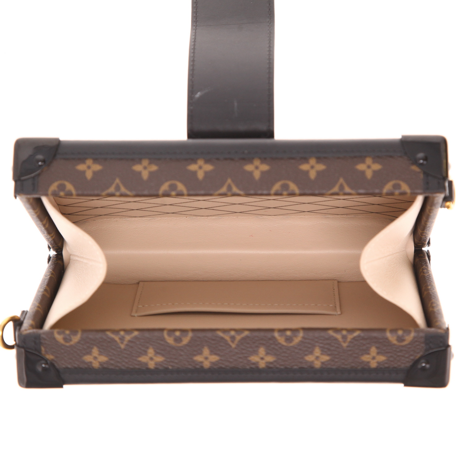 Louis Vuitton evening clutch – Petite Malle in brown Monogram canvas and black leather - Detail D3
