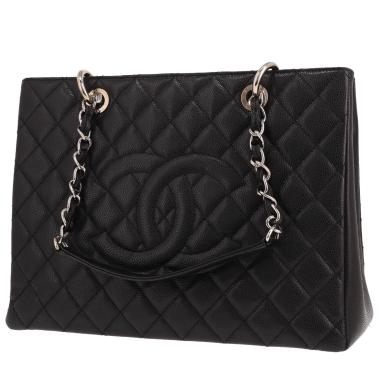 Chanel GST Shopping Handbag in Noir quilted grained leather
