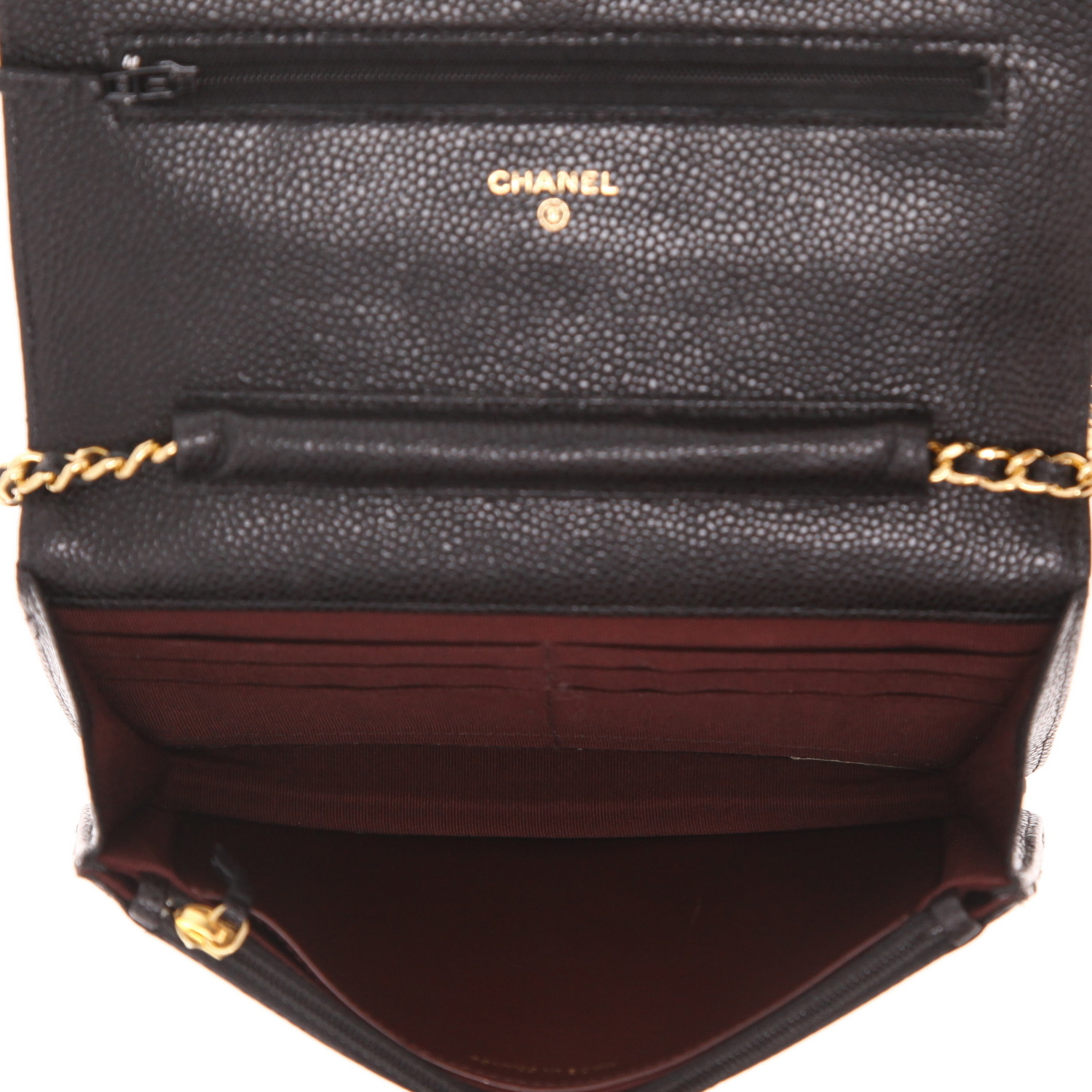 Borsa a tracolla Chanel “Wallet on Chain” in pelle martellata nera - Detail D3