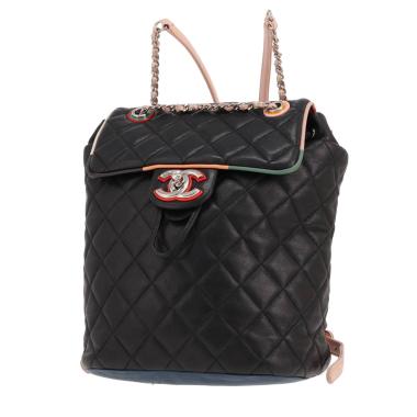 Chanel Coco Cuba rucksack in quilted leather in Noir, red, pink and Bleu Marine
