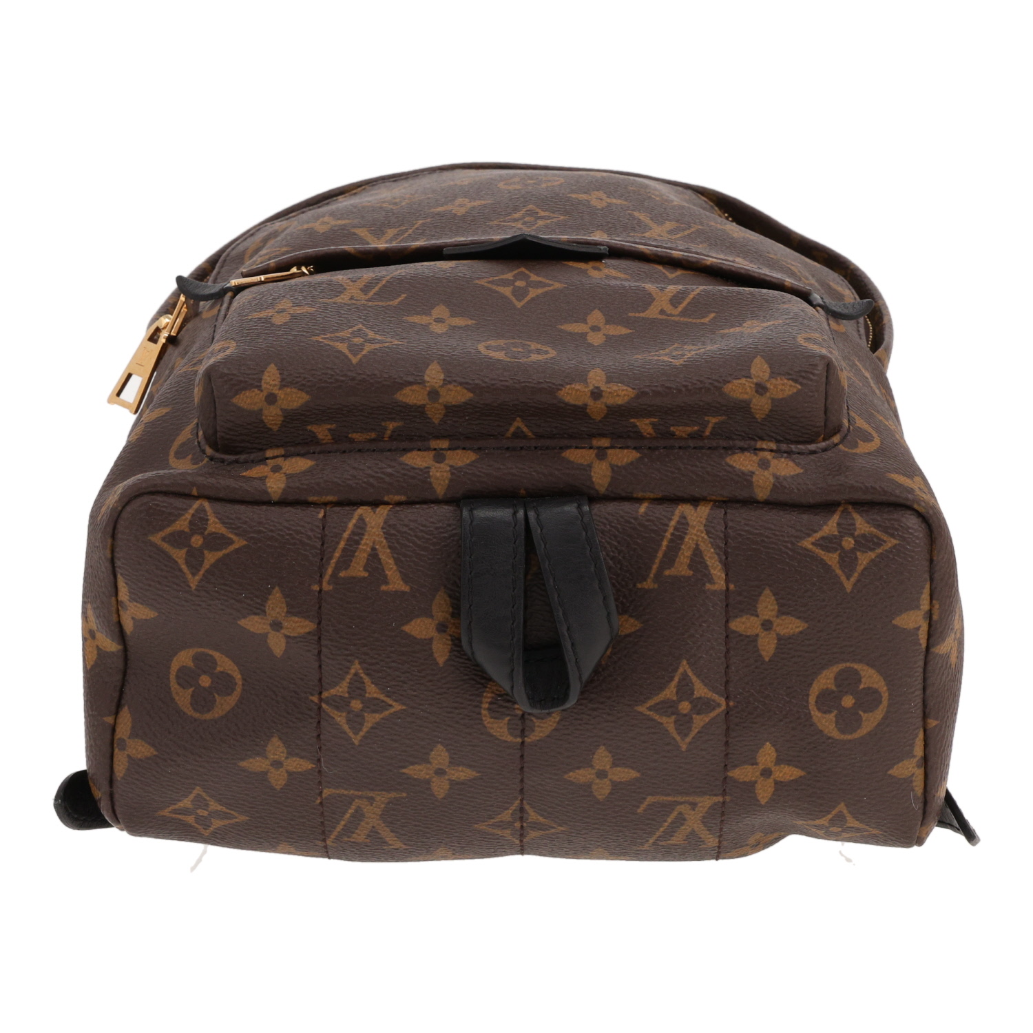 Mochila Louis Vuitton «Palm Springs» de lona Monogram marrón y piel Noir - Detail D1