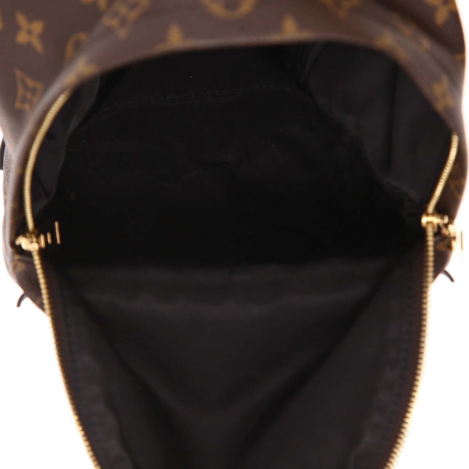 Zaino Louis Vuitton Palm Springs in tela Monogram marrone e pelle nera - Detail D3