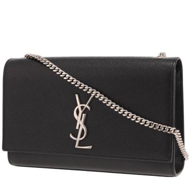 Sac bandoulière Saint Laurent  Kate en cuir grainé noir