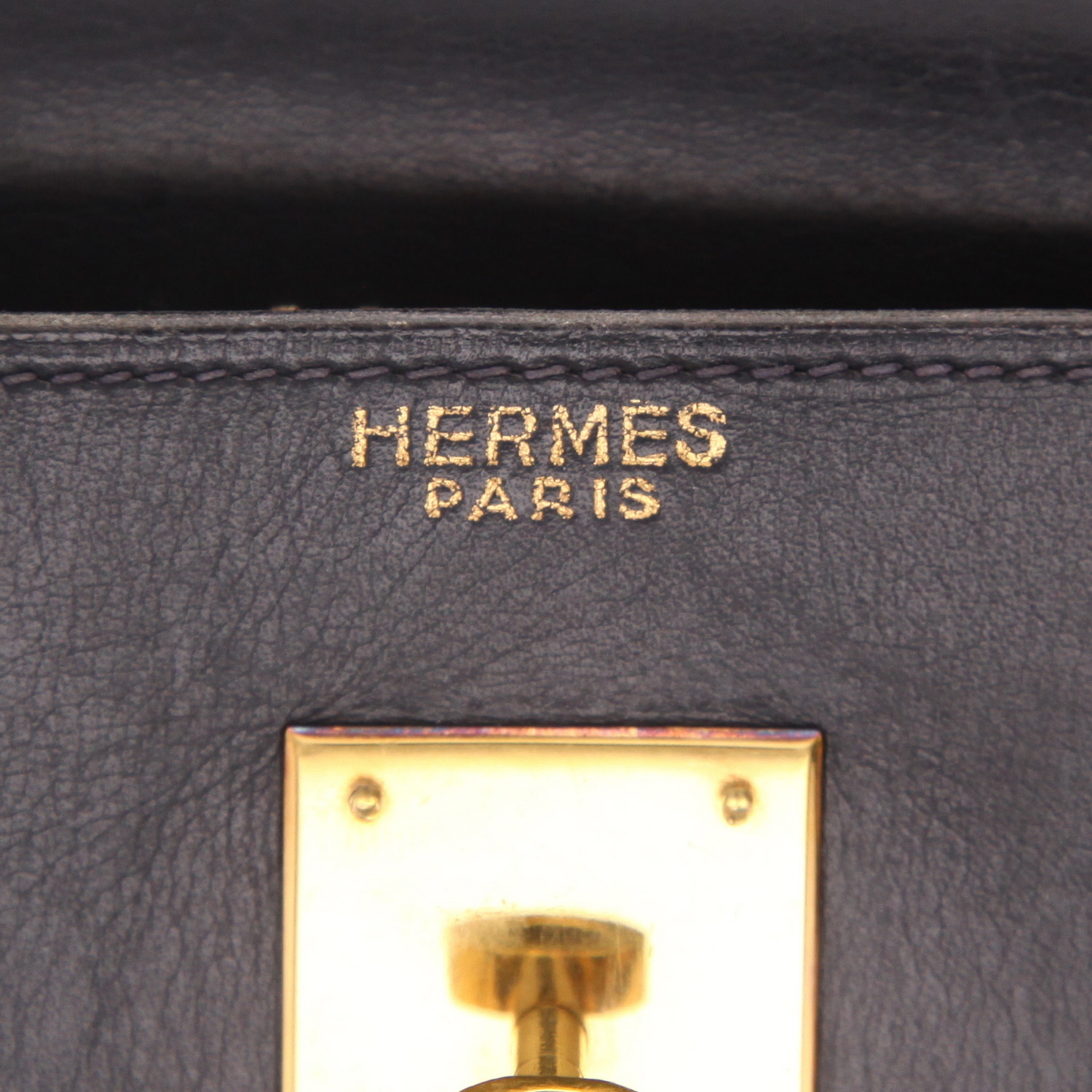 Borsa Hermès Kelly 35 cm in pelle box Bleu Marine - Detail D2