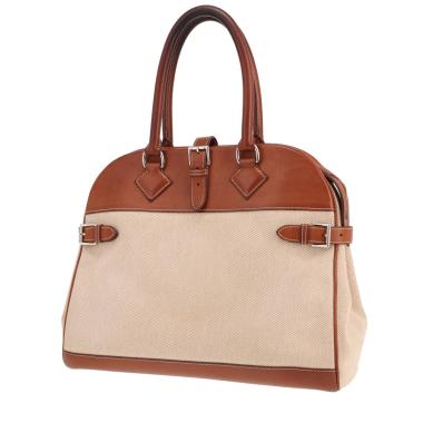 Borsa Hermès Atlas in pelle Barénia Fauve e tela beige