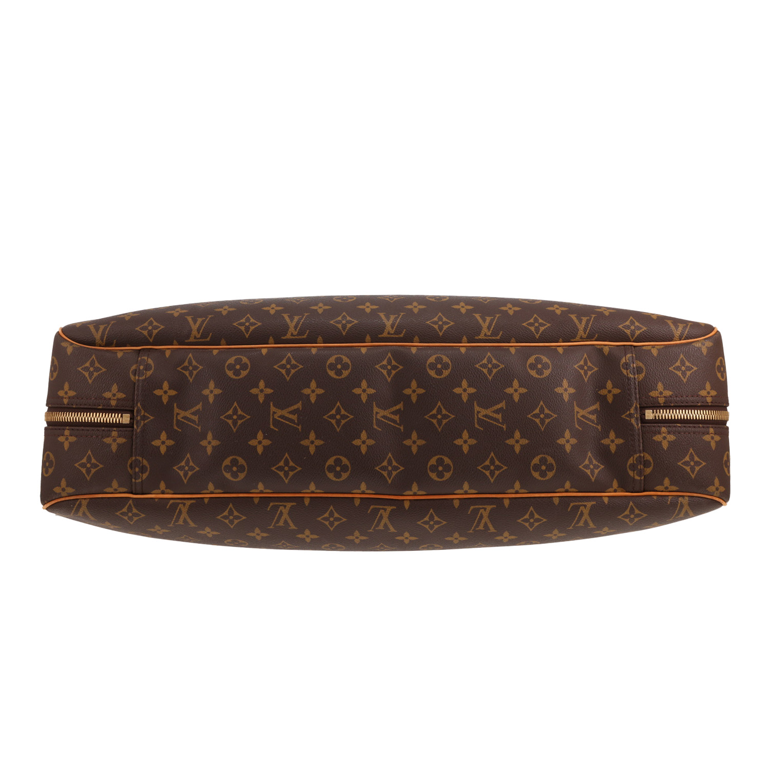 Sac de voyage Louis Vuitton  Alize en toile monogram marron et cuir naturel - Detail D1