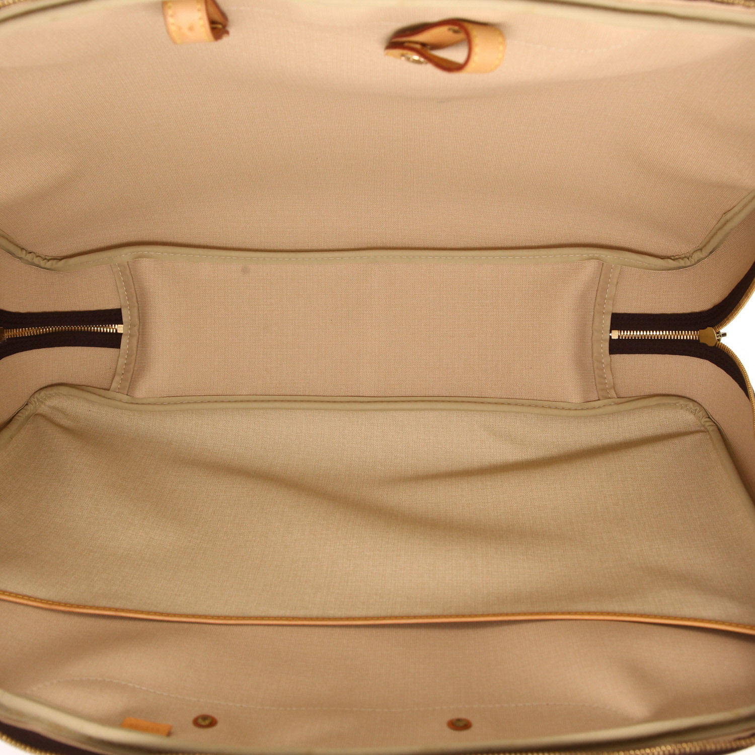 Louis Vuitton Alize travel bag in brown Monogram canvas and natural leather - Detail D3