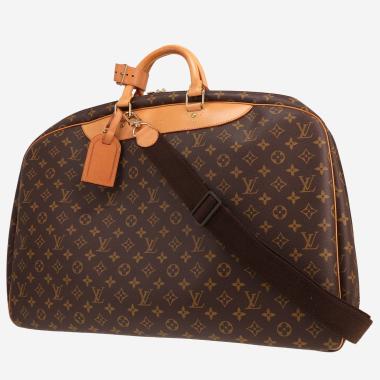 Sac de voyage Louis Vuitton  Alize en toile monogram marron et cuir naturel