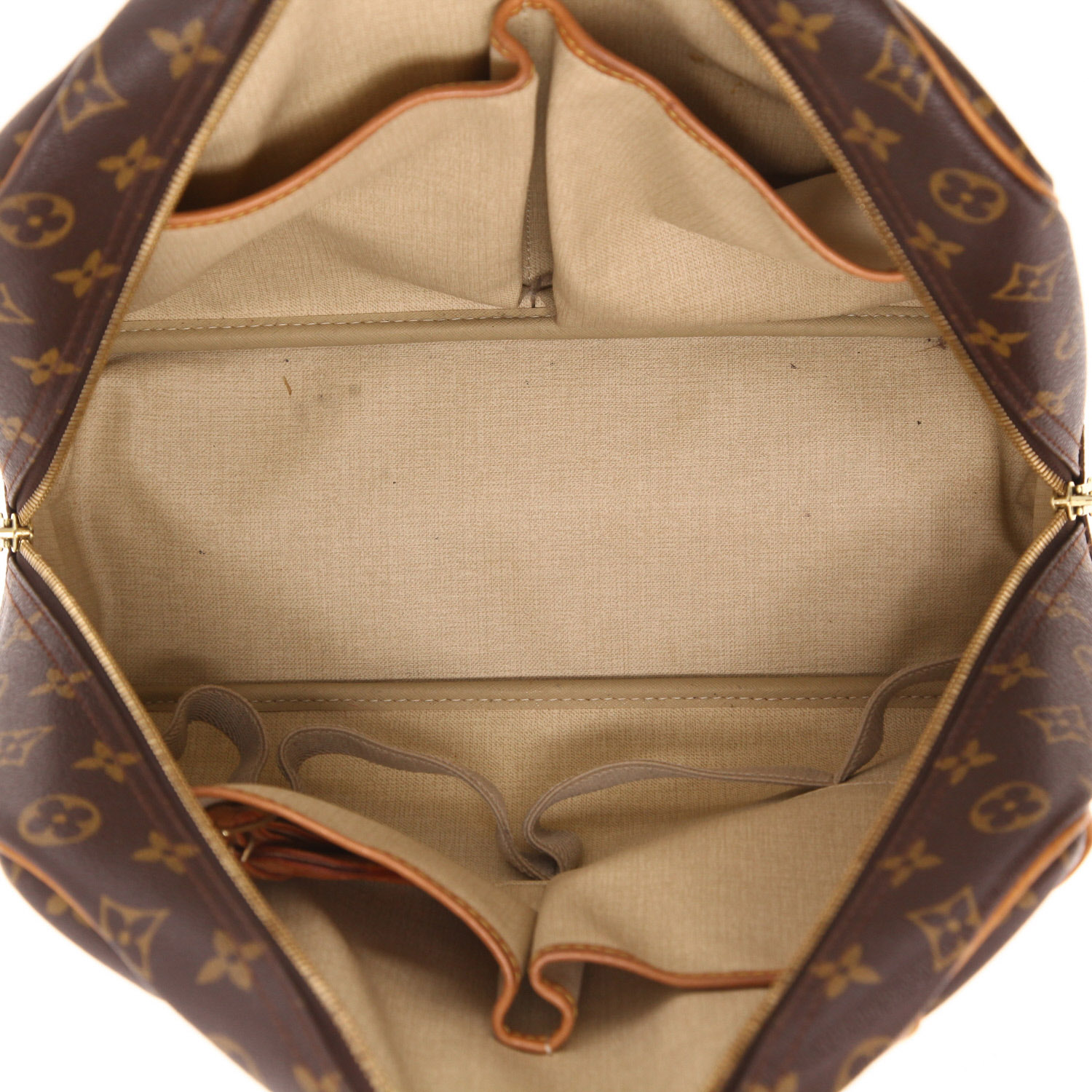 Bolso Louis Vuitton «Deauville» de lona Monogram marrón y piel natural - Detail D3