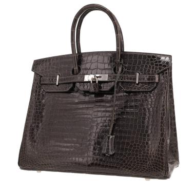 Hermès Birkin 35 cm handbag in Graphite grey porosus crocodile leather