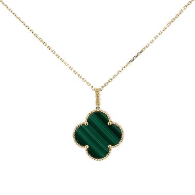 Collana lunga Van Cleef &amp; Arpels Magic Alhambra in oro giallo e Malachite