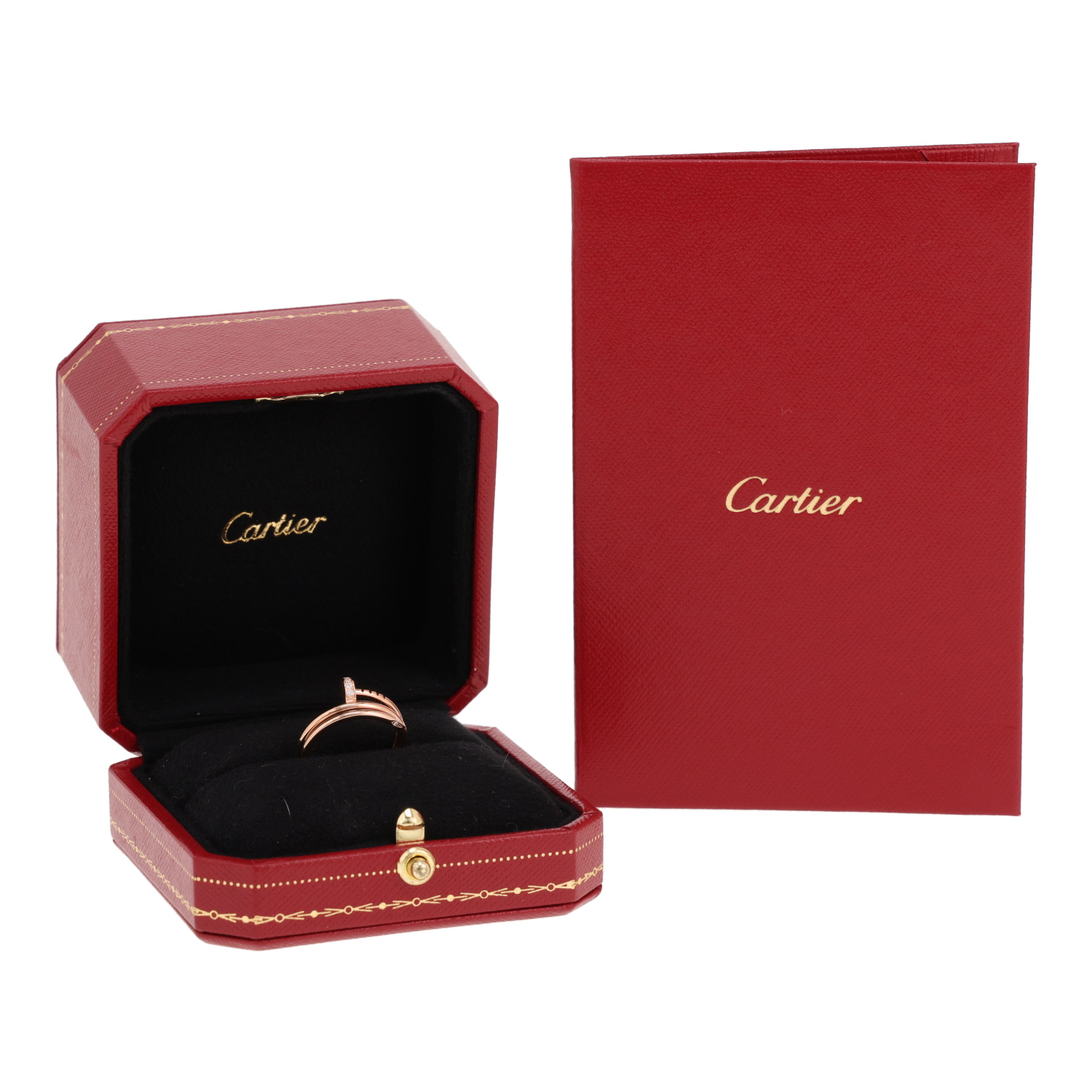 Bague Cartier Juste un clou double en or rose et diamants - Detail D2