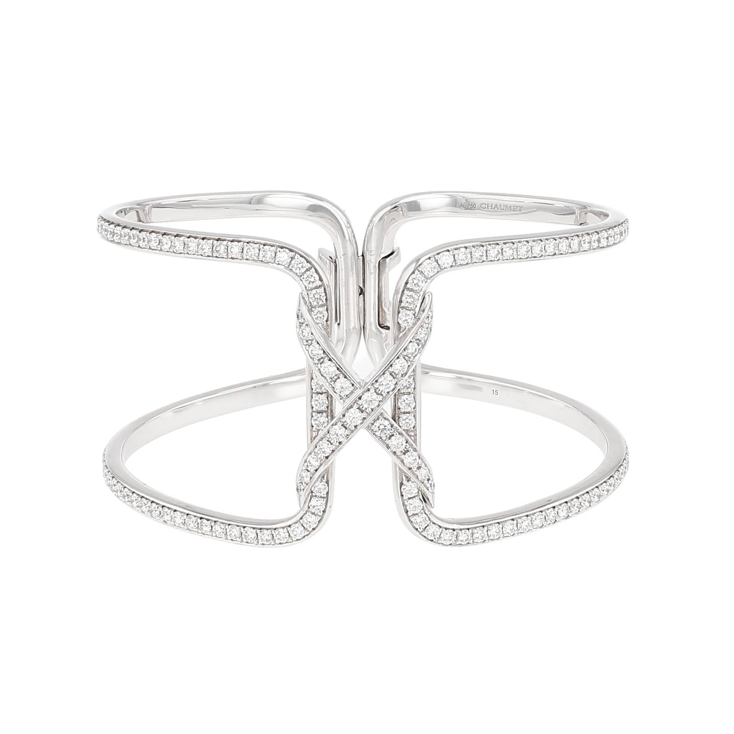 Bracelet manchette ouvrant Chaumet Lien en or blanc et diamants Bracelet manchette ouvrant Chaumet Lien en or blanc et diamants