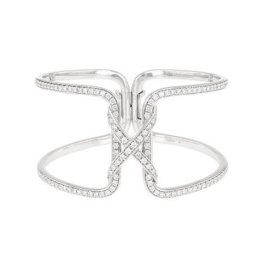 Chaumet Lien white gold and diamond cuff bracelet with clasp