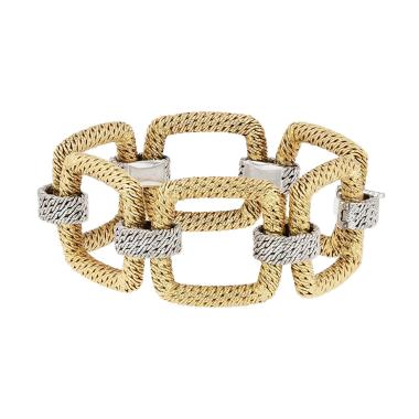 Pulsera vintage de los años 70 modelo "Paillette" de Georges Lenfant en oro amarillo y oro blanco